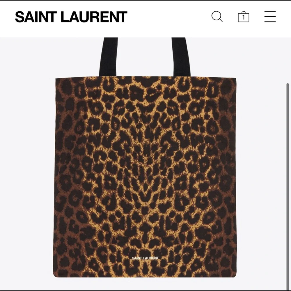 Saint Laurent leopard print canvas tote bag brand new - Picture 1 of 6